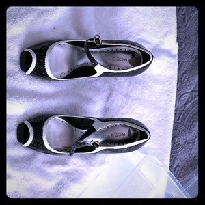 Black and white Mary Janes